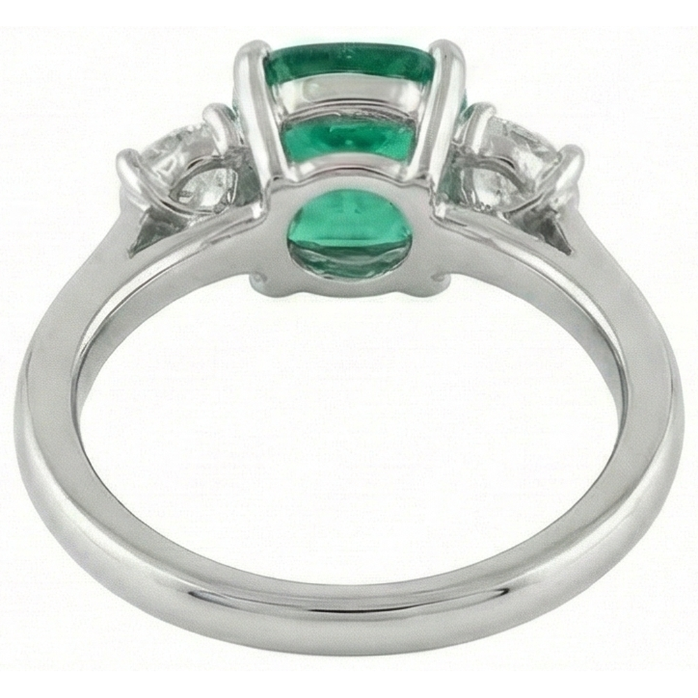naturel cushion émeraude 6.50carats bague avec accents diamants