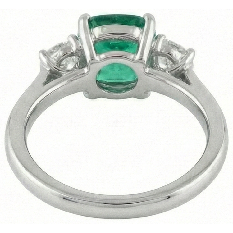 naturel cushion émeraude 6.50carats bague avec accents diamants