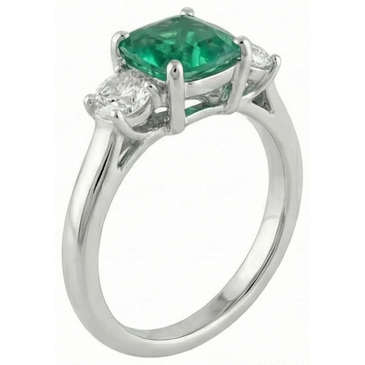 naturel cushion émeraude 6.50carats bague vue de dessus