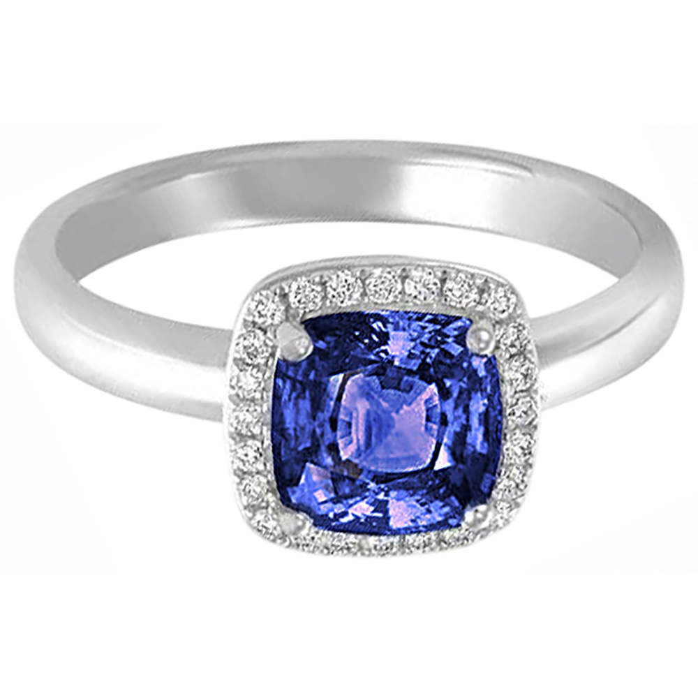 naturel cushion tanzanite 6.50carats bague angle de côté