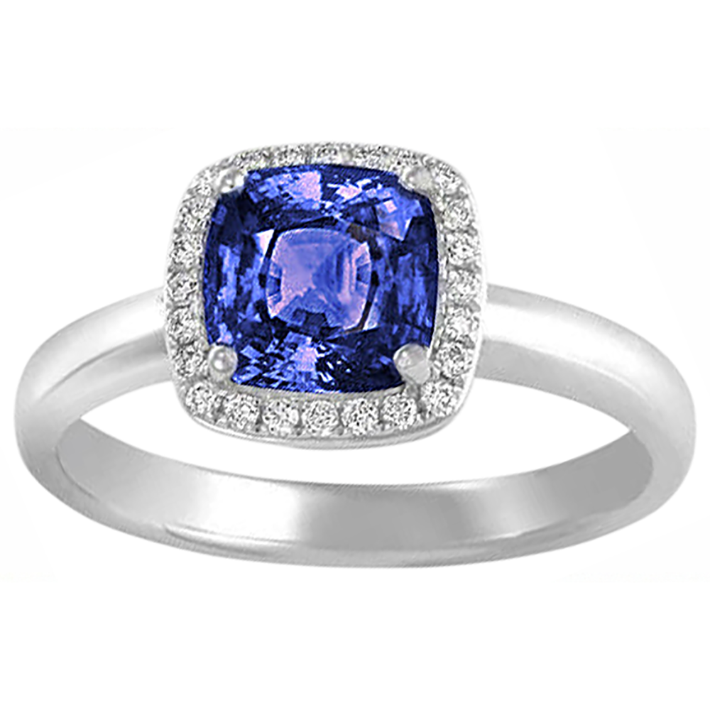 naturel cushion tanzanite 6.50carats bague vue de profil