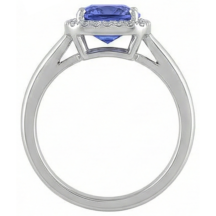 naturel cushion tanzanite 6.50carats bague avec accents diamants