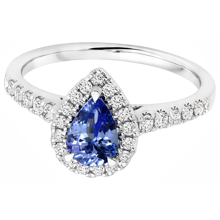 naturel pear tanzanite 6.60carats bague angle de côté