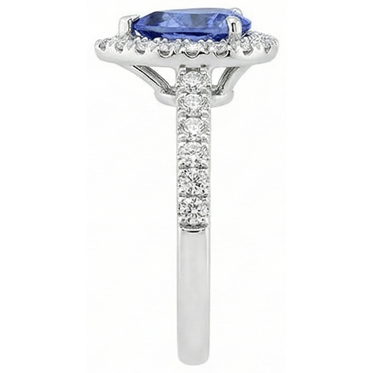 naturel pear tanzanite 6.60carats bague vue de profil
