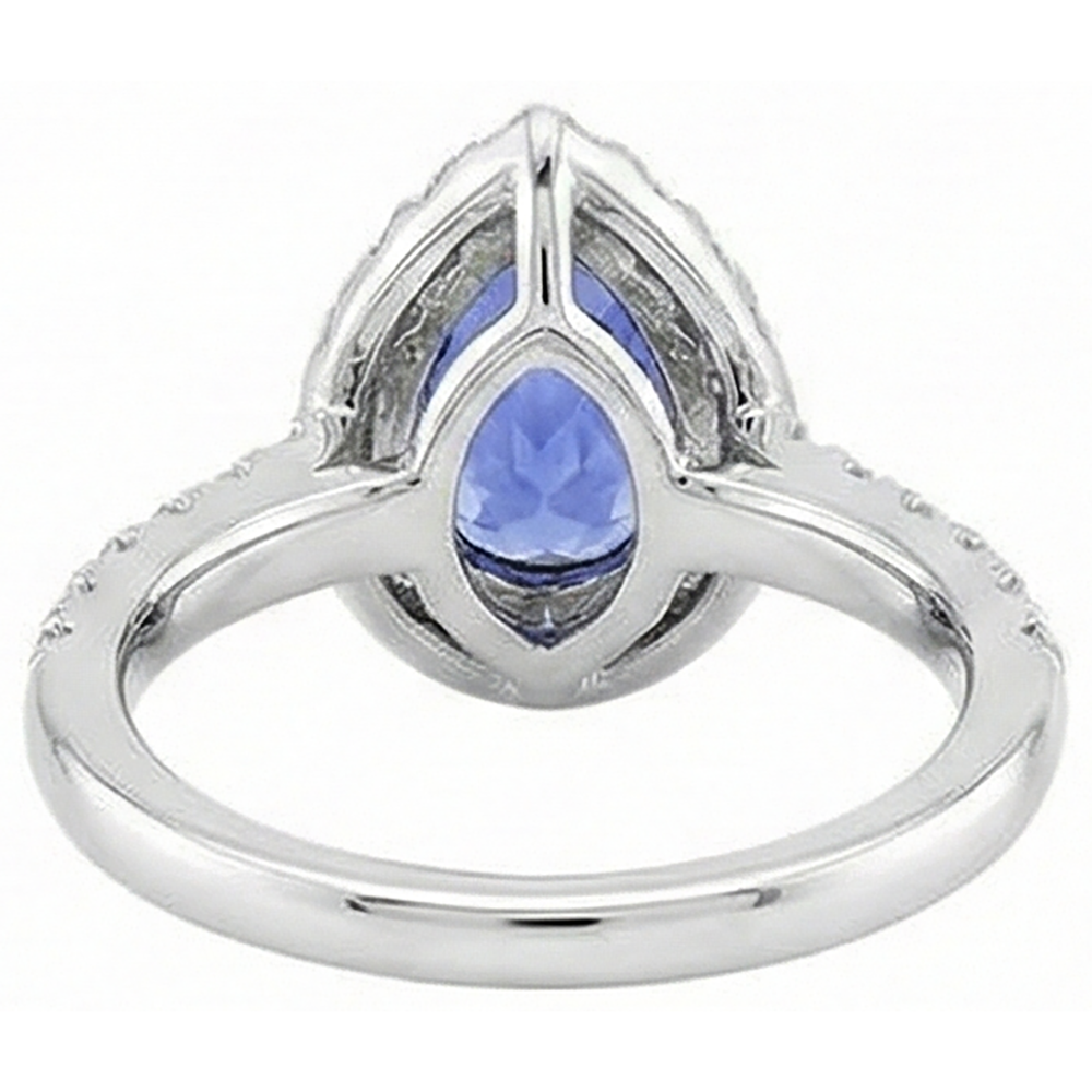 naturel pear tanzanite 6.60carats bague avec accents diamants