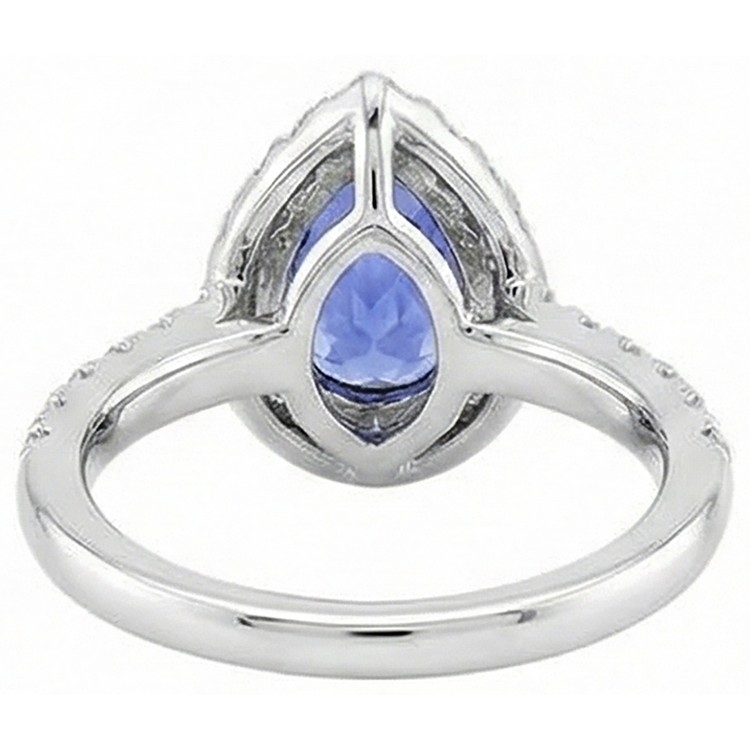 naturel pear tanzanite 6.60carats bague avec accents diamants