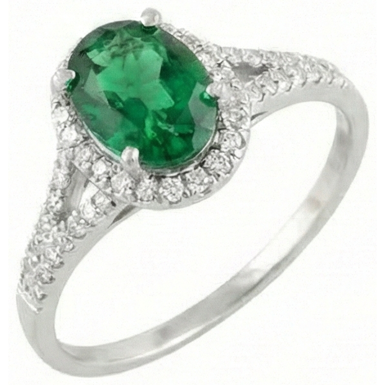 6.75 Carats Bague Emeraude Vert Et Diamant Naturels Extraits des Mines ( et non cultivés en laboratoire ) Or Blanc 14K