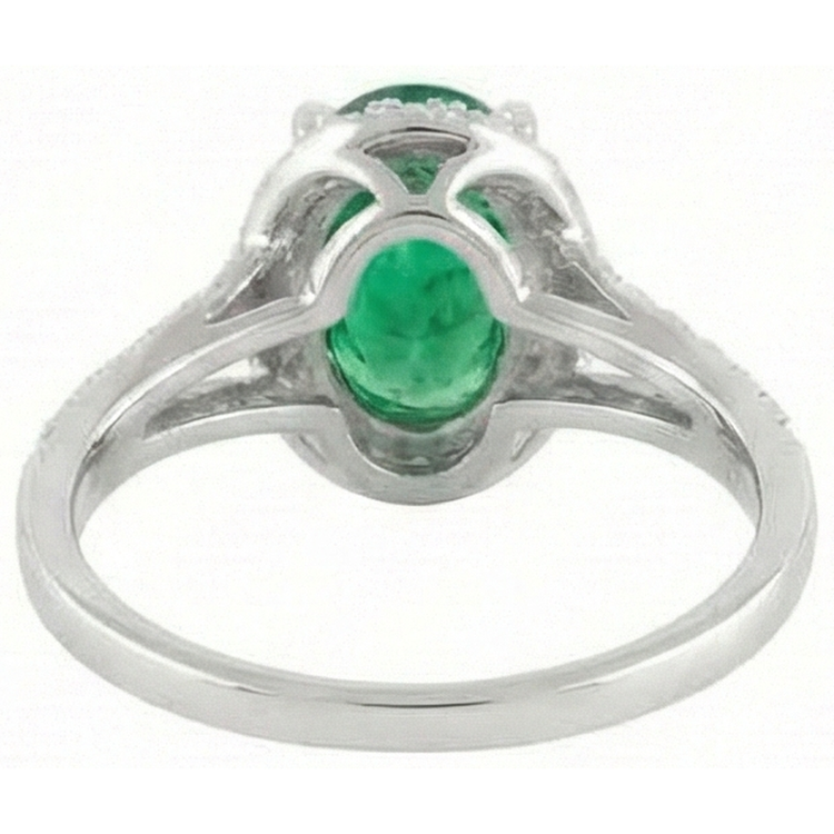 6.75 Carats Bague Emeraude Vert Et Diamant Naturels Extraits des Mines ( et non cultivés en laboratoire ) Or Blanc 14K