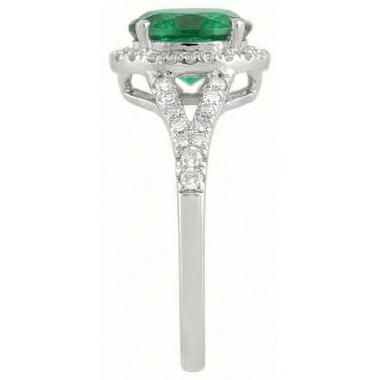 6.75 Carats Bague Emeraude Vert Et Diamant Naturels Extraits des Mines ( et non cultivés en laboratoire ) Or Blanc 14K
