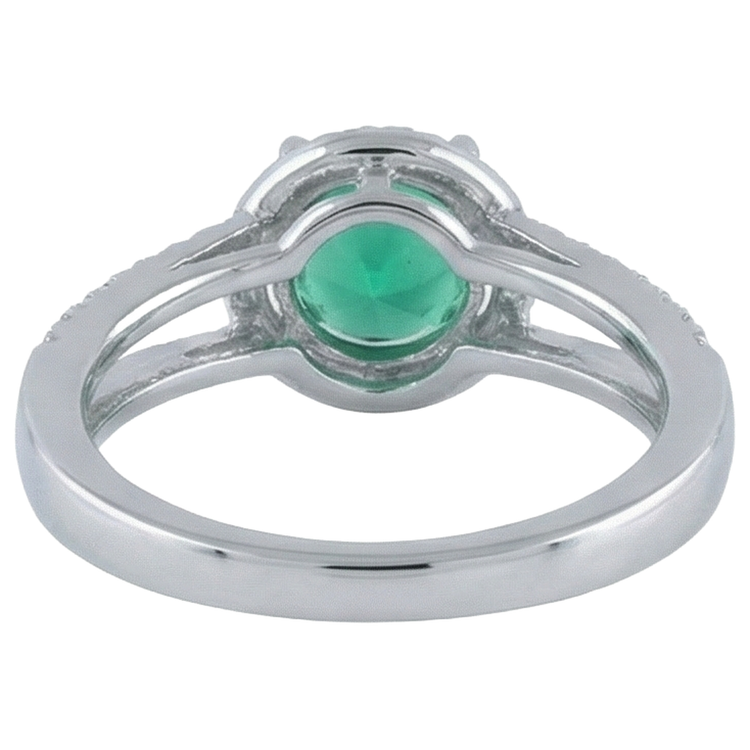 6 Carats Forme Ronde Vert Émeraude Avec Diamant Naturels Extraits des Mines ( et non cultivés en laboratoire ) Bague Or