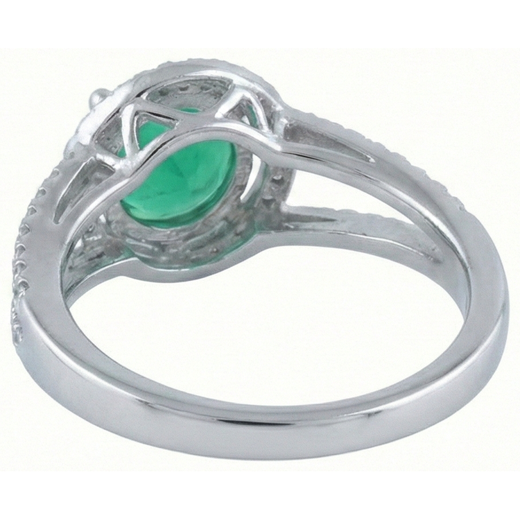 6 Carats Forme Ronde Vert Émeraude Avec Diamant Naturels Extraits des Mines ( et non cultivés en laboratoire ) Bague Or