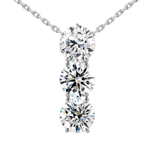 6 carats 3 pierres Réel diamant bijoux passé présent futur voyage pendentif