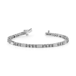 6 carats serti de griffes bracelet tennis triple Réel diamant rond or blanc 14 carats