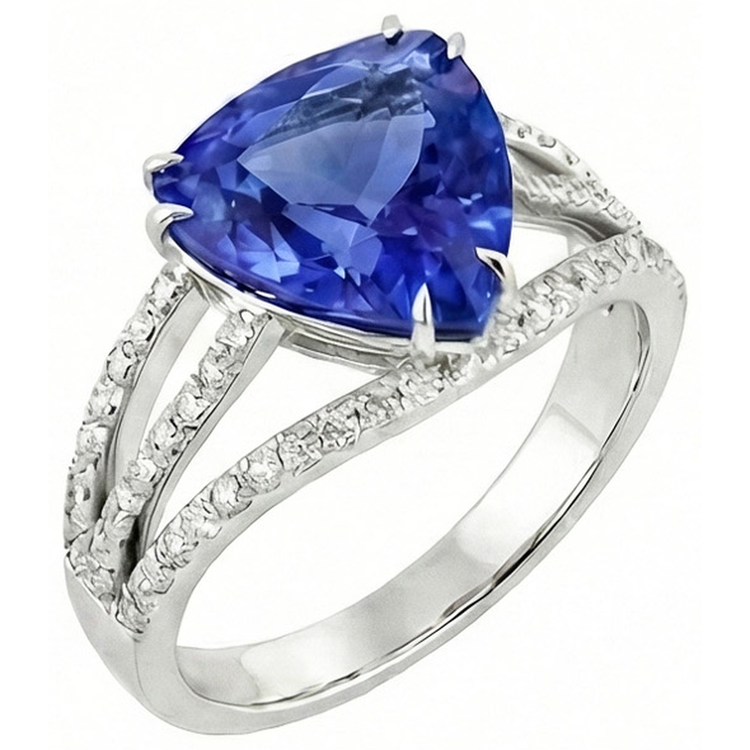 6 carats trillion Sri Lanka saphir diamants bague bijoux
