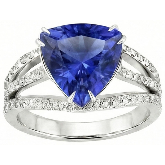 6 carats trillion Sri Lanka saphir diamants bague bijoux