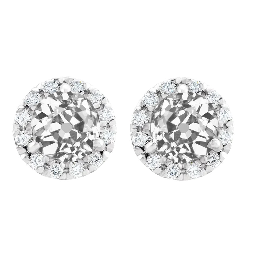 Diamant Fin Pendants d'Oreilles 2-carats Or 14K Blanc – vue principale