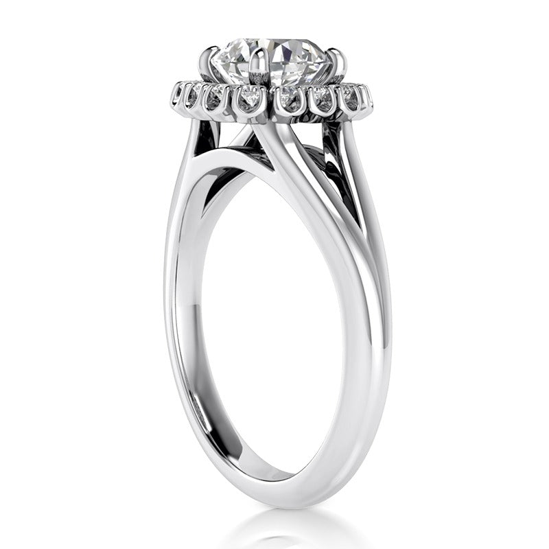 Brillant Bague de Fiançailles Halo 2-carats Or Blanc 14 Carats – vue de côté