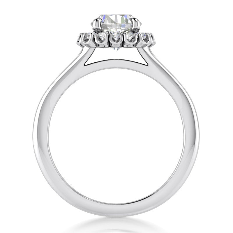 Brillant Bague de Fiançailles Halo 2 carats – vue de face
