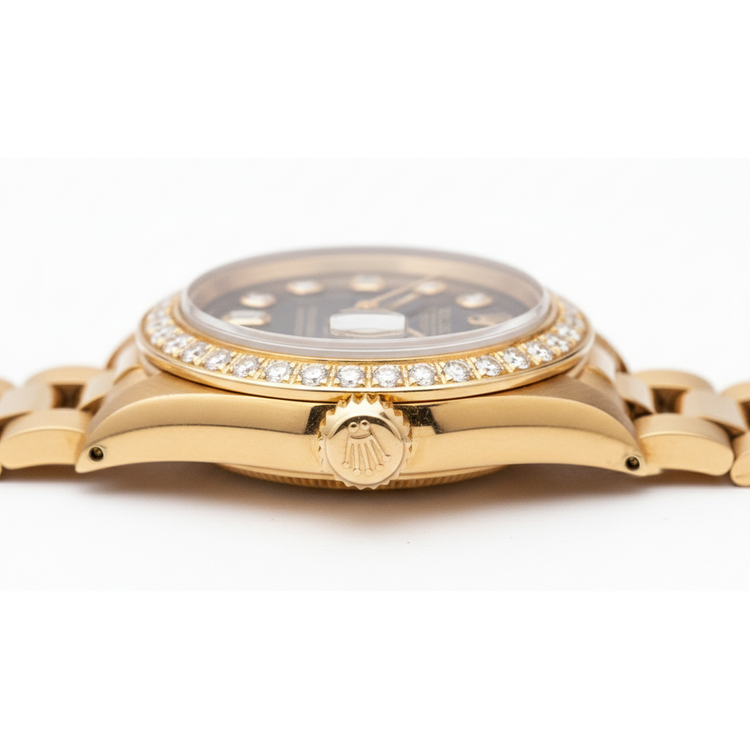 or jaune président still Rolex Datejust montre lunette diamant cadran noir