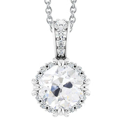 Coussin Antique Brillant Collier Pendentif – 3,50 carats en Or