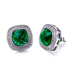 6.20 carats émeraude Vert avec diamants boucles d'oreilles halo or blanc 14 carats