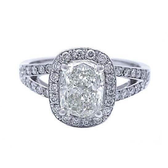 6.26 Carats Double Tige Enorme Coussin Halo Réel Diamant Bague