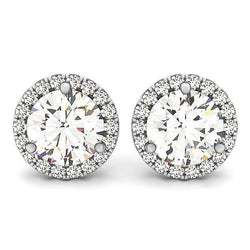 6.30 Carats Boucles D'oreilles Véritable Diamant Rond Femme Pave Halo