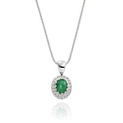 6.70 Carats Green Emerald & Diamond Gemstone Collier Prong Or Blanc 14K