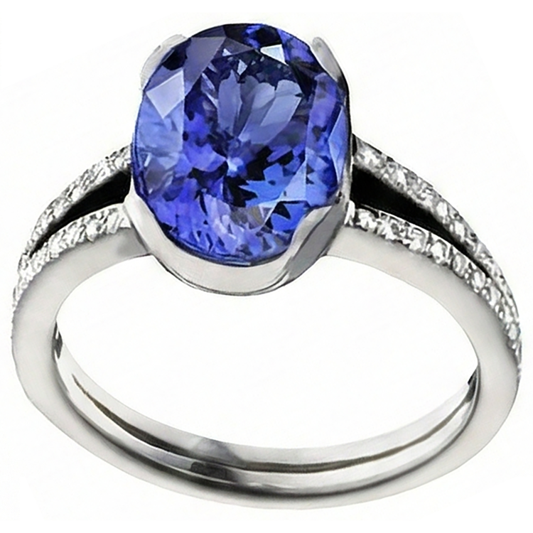 naturel round tanzanite 7.01carats bague détail rapproché