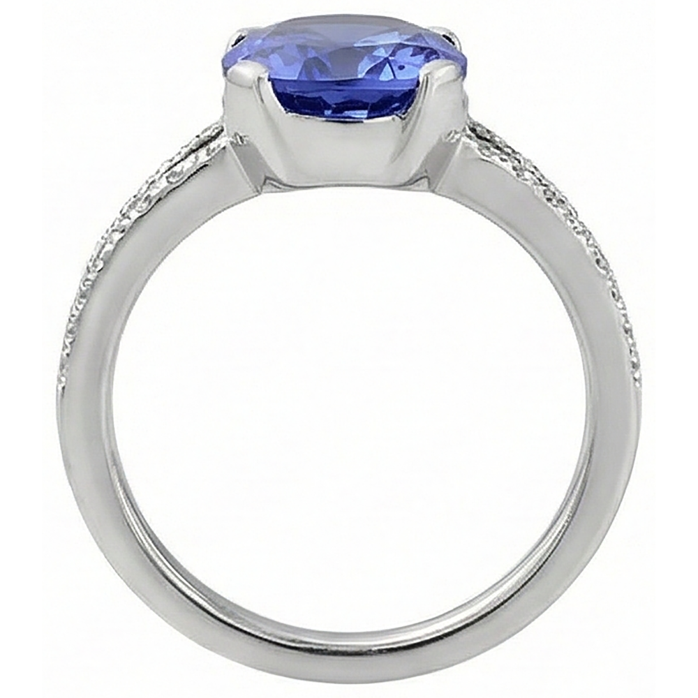 naturel round tanzanite 7.01carats bague vue de profil