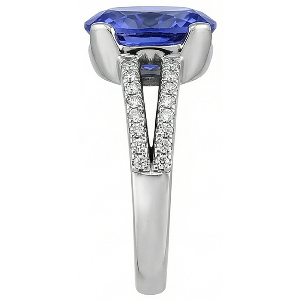 naturel round tanzanite 7.01carats bague vue de dessus