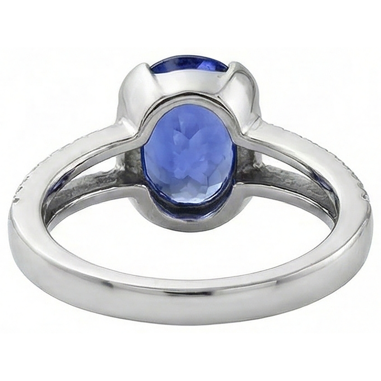 naturel round tanzanite 7.01carats bague sur blanc
