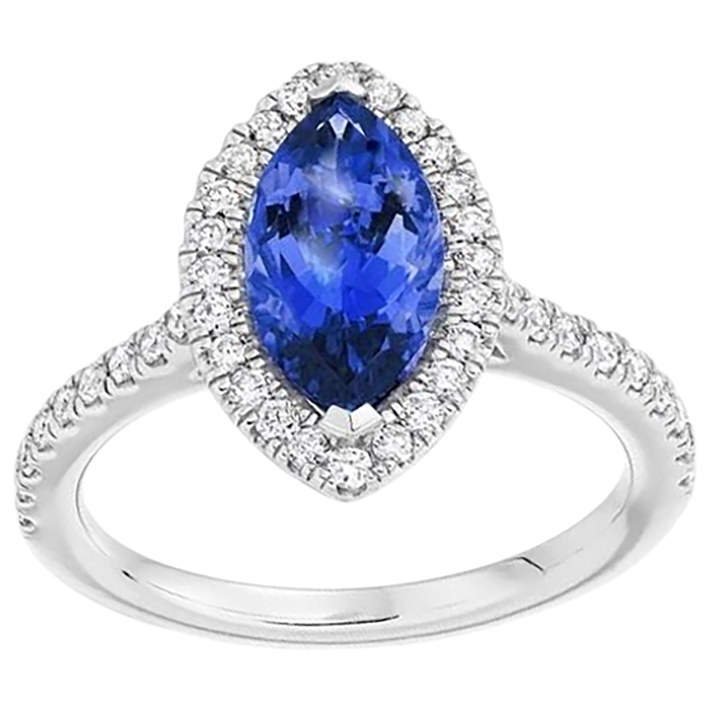 naturel marquise tanzanite 7.25carats bague angle de côté