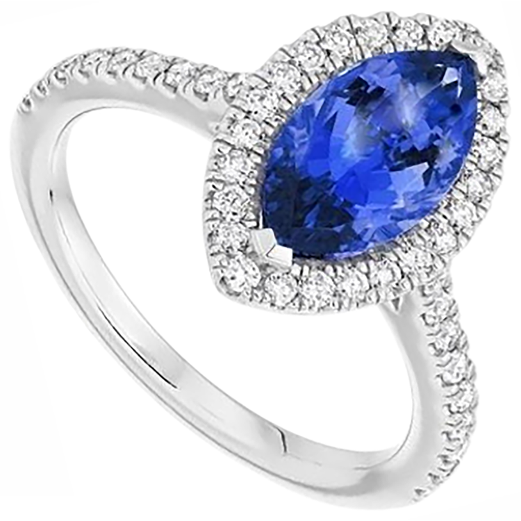 naturel marquise tanzanite 7.25carats bague détail rapproché