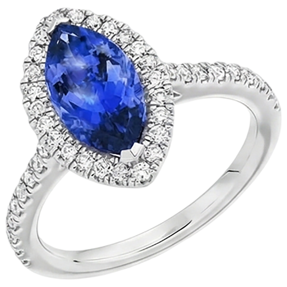 naturel marquise tanzanite 7.25carats bague vue de profil
