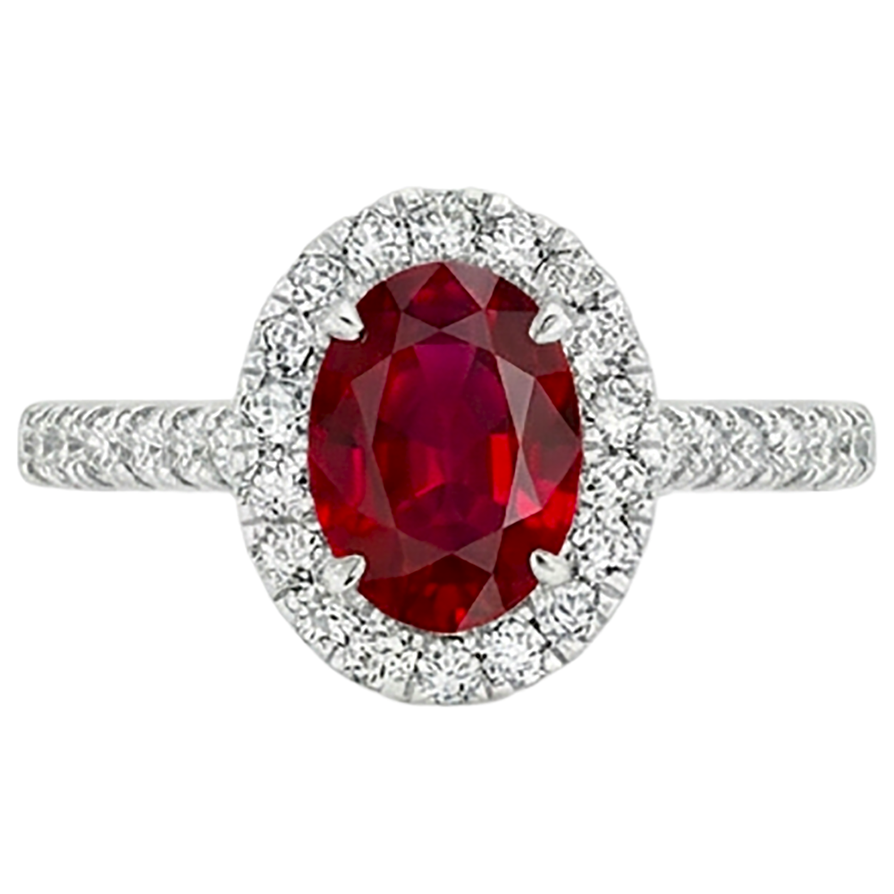 Rubis Sang de Pigeon Bague Pierre de Couleur 7,35-carats Or Blanc 14 Carats – vue de côté