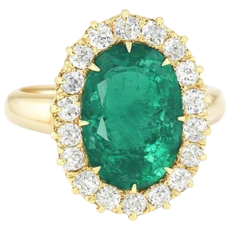 naturel oval diamant 7.50carats bague angle de côté