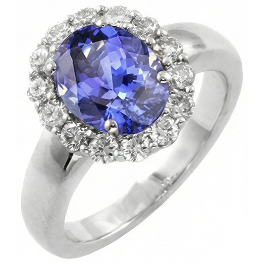 naturel oval tanzanite 7.50carats bague angle de côté