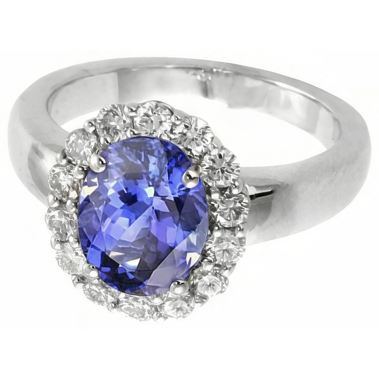 naturel oval tanzanite 7.50carats bague détail rapproché