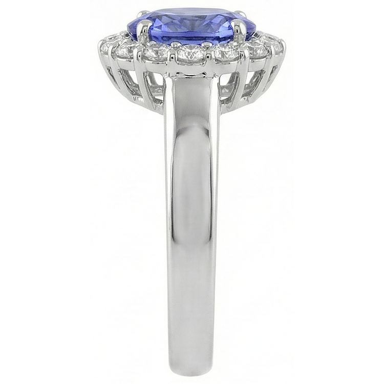 naturel oval tanzanite 7.50carats bague vue de profil