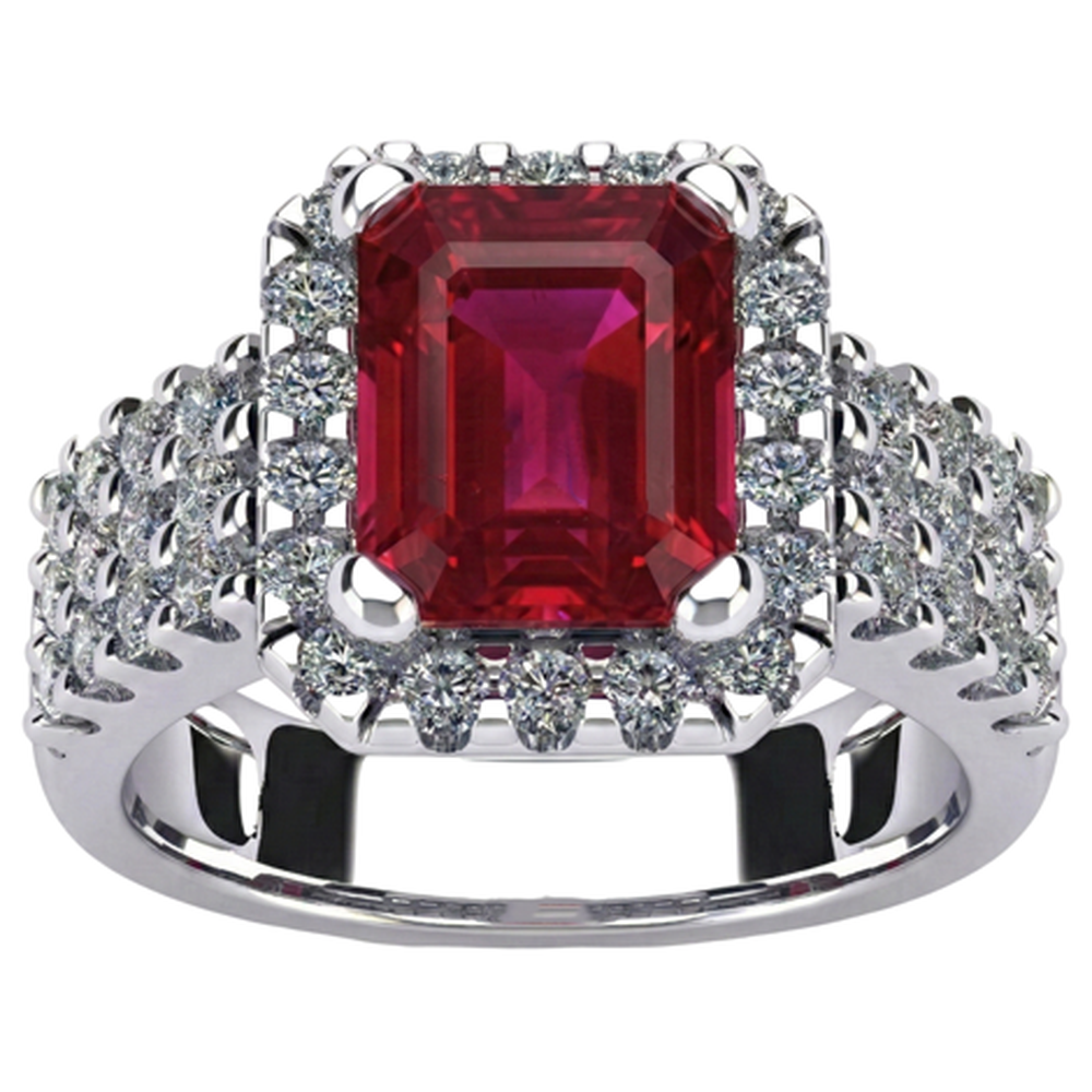7.50 carats rubis rouge en forme d'émeraude avec bague en diamant bijoux en or