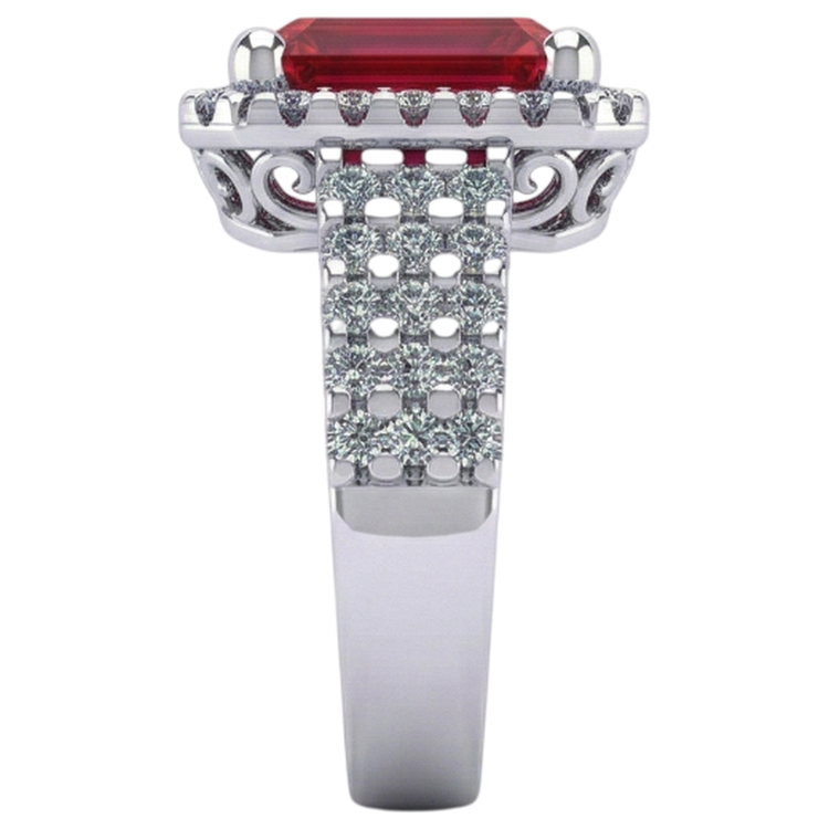7.50 carats rubis rouge en forme d'émeraude avec bague en diamant bijoux en or