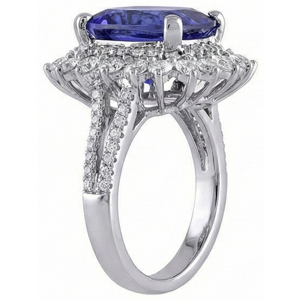 naturel cushion tanzanite 7.75carats bague sur blanc