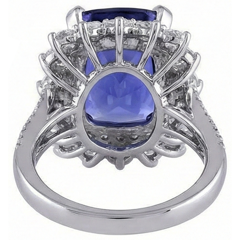 naturel cushion tanzanite 7.75carats bague avec accents diamants