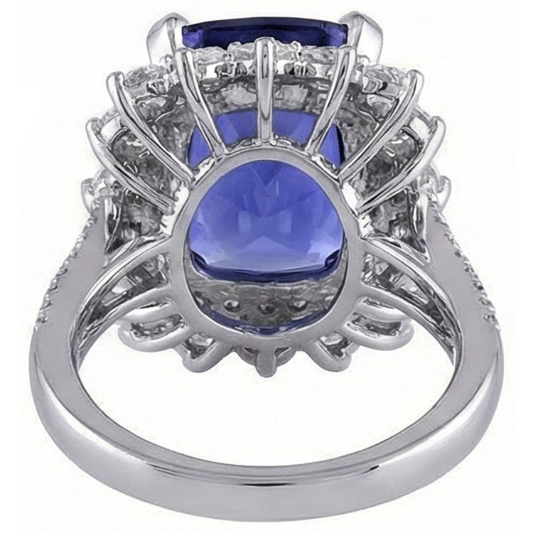 naturel cushion tanzanite 7.75carats bague avec accents diamants