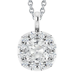 7 Carats Femme Halo Cushion Old Miner Véritable Diamond Pendentif avec bélière