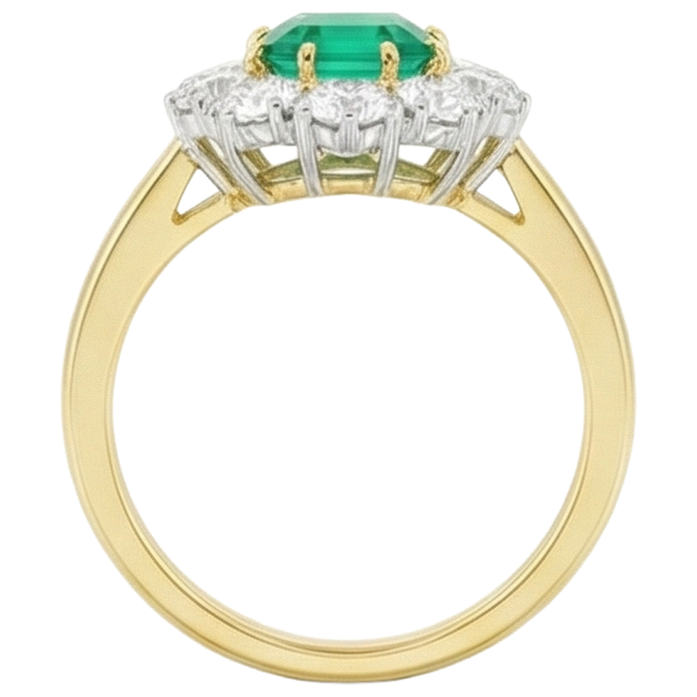 Émeraude Green Emerald Ring 7,00 carats Or Bicolore 14 Carats – vue de dessus
