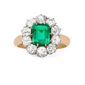 Émeraude Green Emerald Ring 7,00 carats Or Bicolore 14 Carats – vue principale