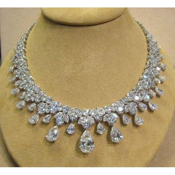 70 Ct Sparkling Réel Diamants Collier Femme Or Blanc 14K