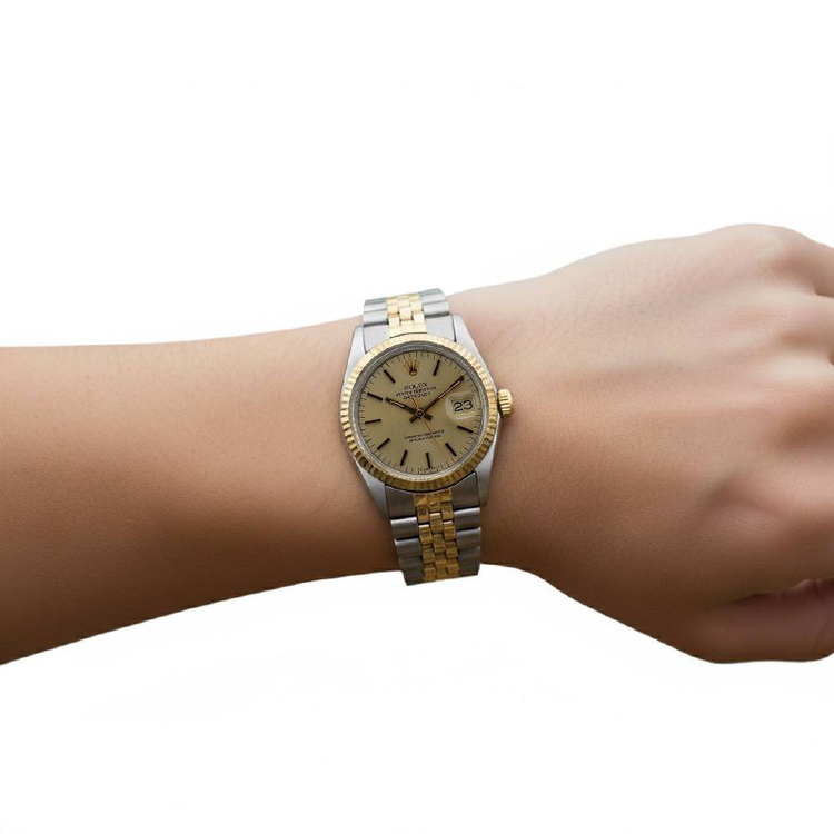 Rolex Datejust 31 mm Champagne Stick Montre bicolore